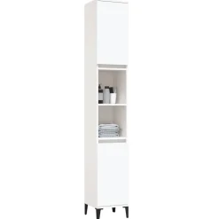 vidaXL Badkamerkast 30x30x190 cm bewerkt hout wit