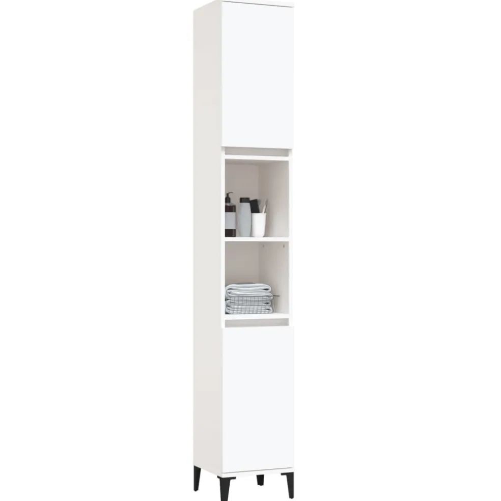 vidaXL Badkamerkast 30x30x190 cm bewerkt hout wit