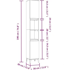 vidaXL Badkamerkast 30x30x190 cm bewerkt hout wit