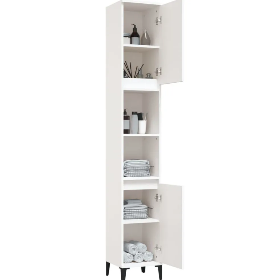 vidaXL Badkamerkast 30x30x190 cm bewerkt hout wit