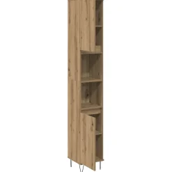 vidaXL Badkamerkast 30x30x190 cm bewerkt hout artisanaal eikenkleurig