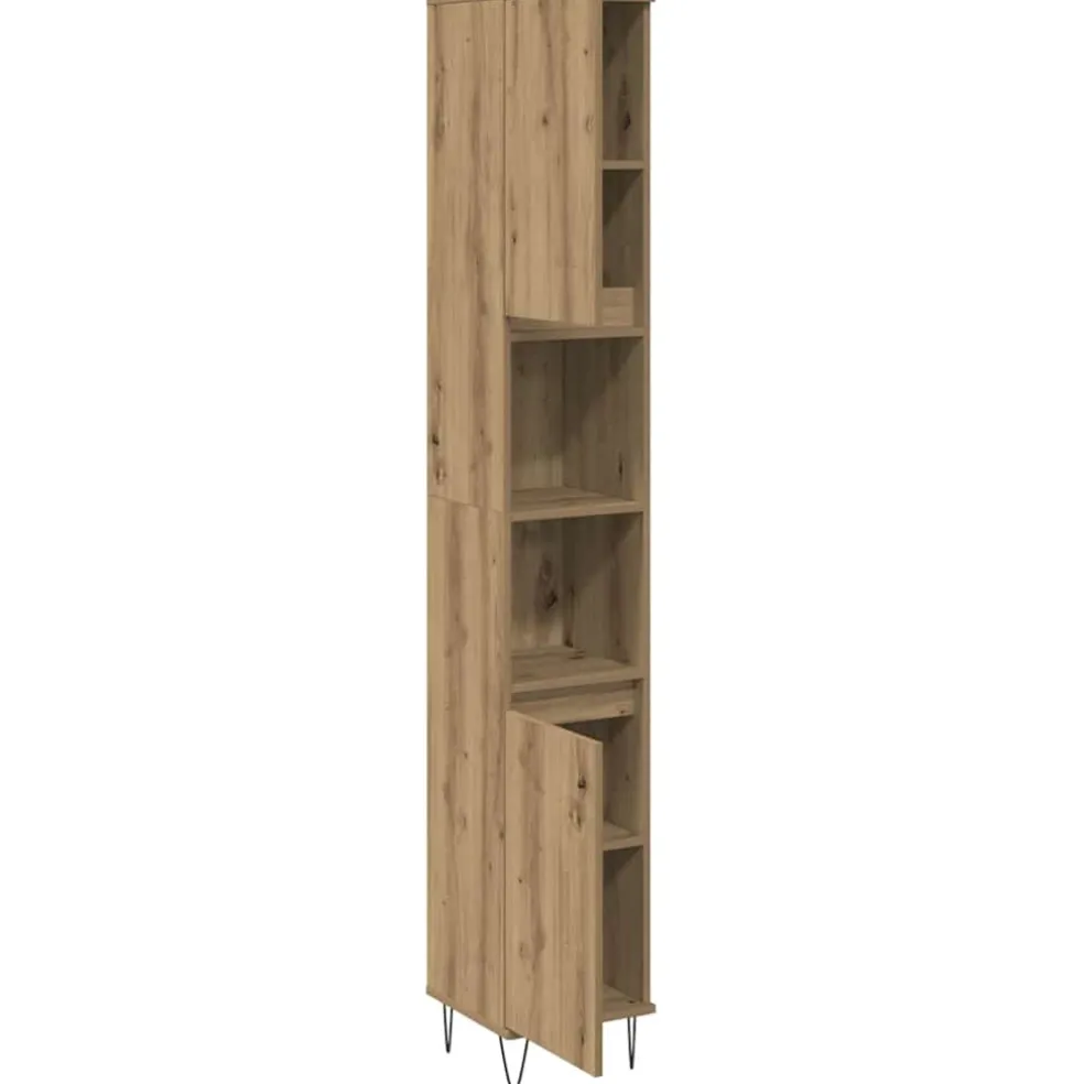 vidaXL Badkamerkast 30x30x190 cm bewerkt hout artisanaal eikenkleurig