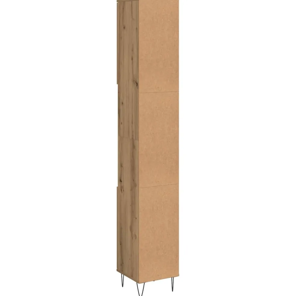 vidaXL Badkamerkast 30x30x190 cm bewerkt hout artisanaal eikenkleurig