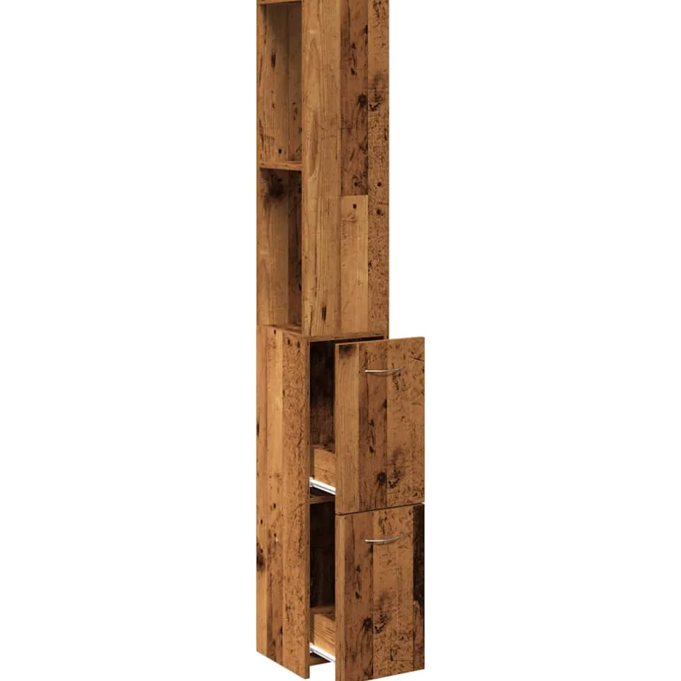 vidaXL Badkamerkast 25x25x170 cm bewerkt hout oud houtkleurig