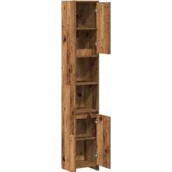 vidaXL Badkamerkast 30x30x183,5 cm bewerkt hout oud houtkleurig