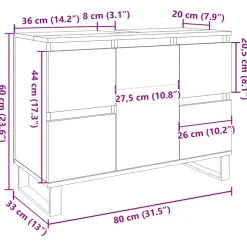 vidaXL Badkamerkast 80x33x60 cm bewerkt hout betongrijs