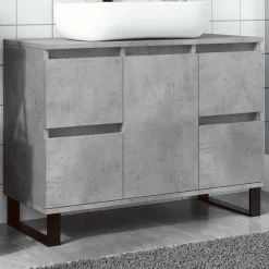 vidaXL Badkamerkast 80x33x60 cm bewerkt hout betongrijs