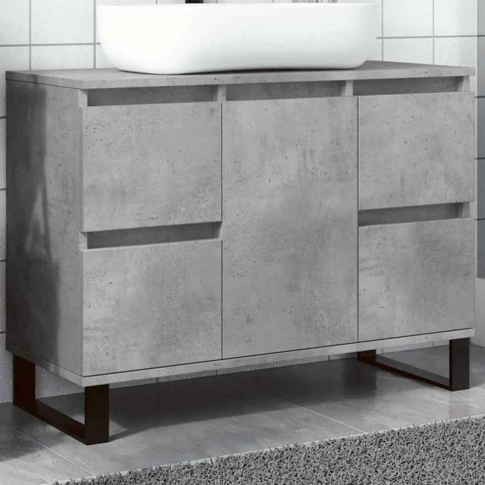 vidaXL Badkamerkast 80x33x60 cm bewerkt hout betongrijs