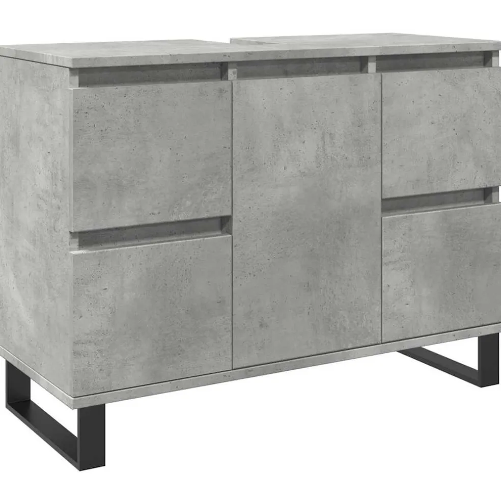 vidaXL Badkamerkast 80x33x60 cm bewerkt hout betongrijs