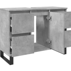 vidaXL Badkamerkast 80x33x60 cm bewerkt hout betongrijs