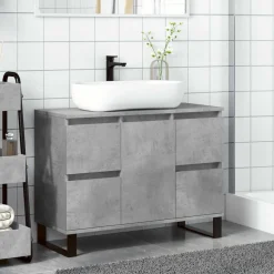 vidaXL Badkamerkast 80x33x60 cm bewerkt hout betongrijs
