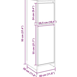 vidaXL Badkamerkast 30x30x95 cm bewerkt hout artisanaal eikenkleur