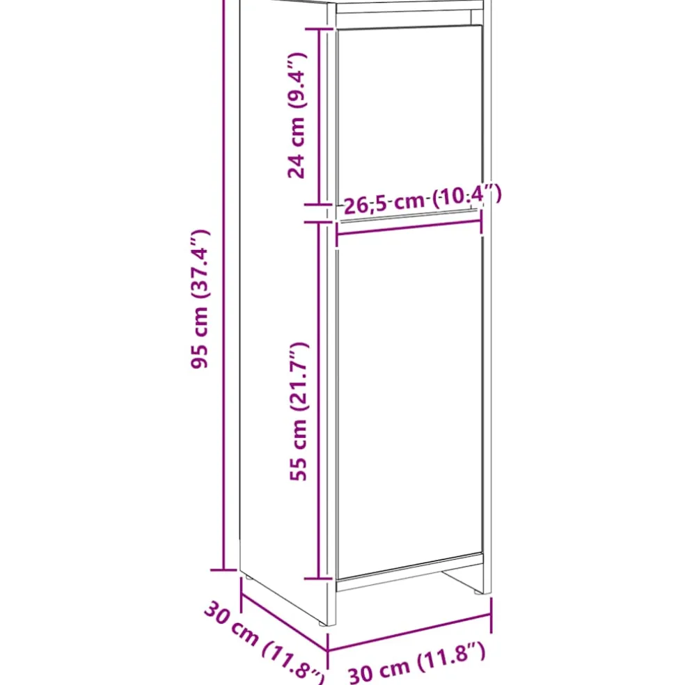 vidaXL Badkamerkast 30x30x95 cm bewerkt hout artisanaal eikenkleur