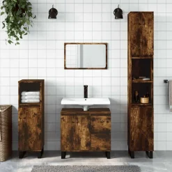 vidaXL Badkamerkast 65x33x60 cm bewerkt hout gerookt eikenkleurig
