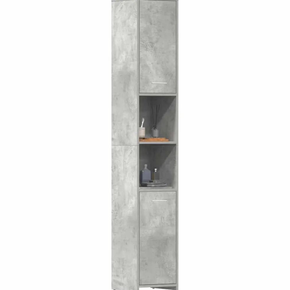 vidaXL Badkamerkast 30x30x183,5 cm bewerkt hout betongrijs
