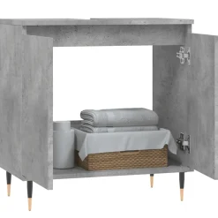 vidaXL Badkamerkast 58x33x60 cm bewerkt hout betongrijs