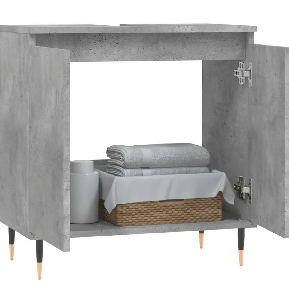 vidaXL Badkamerkast 58x33x60 cm bewerkt hout betongrijs
