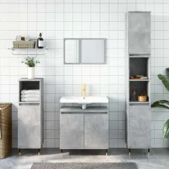vidaXL Badkamerkast 58x33x60 cm bewerkt hout betongrijs