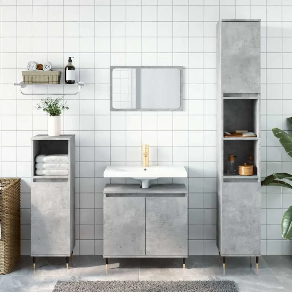 vidaXL Badkamerkast 58x33x60 cm bewerkt hout betongrijs