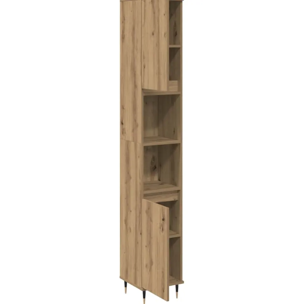 vidaXL Badkamerkast 30x30x190 cm bewerkt hout artisanaal eikenkleurig