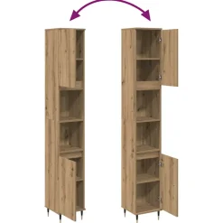 vidaXL Badkamerkast 30x30x190 cm bewerkt hout artisanaal eikenkleurig