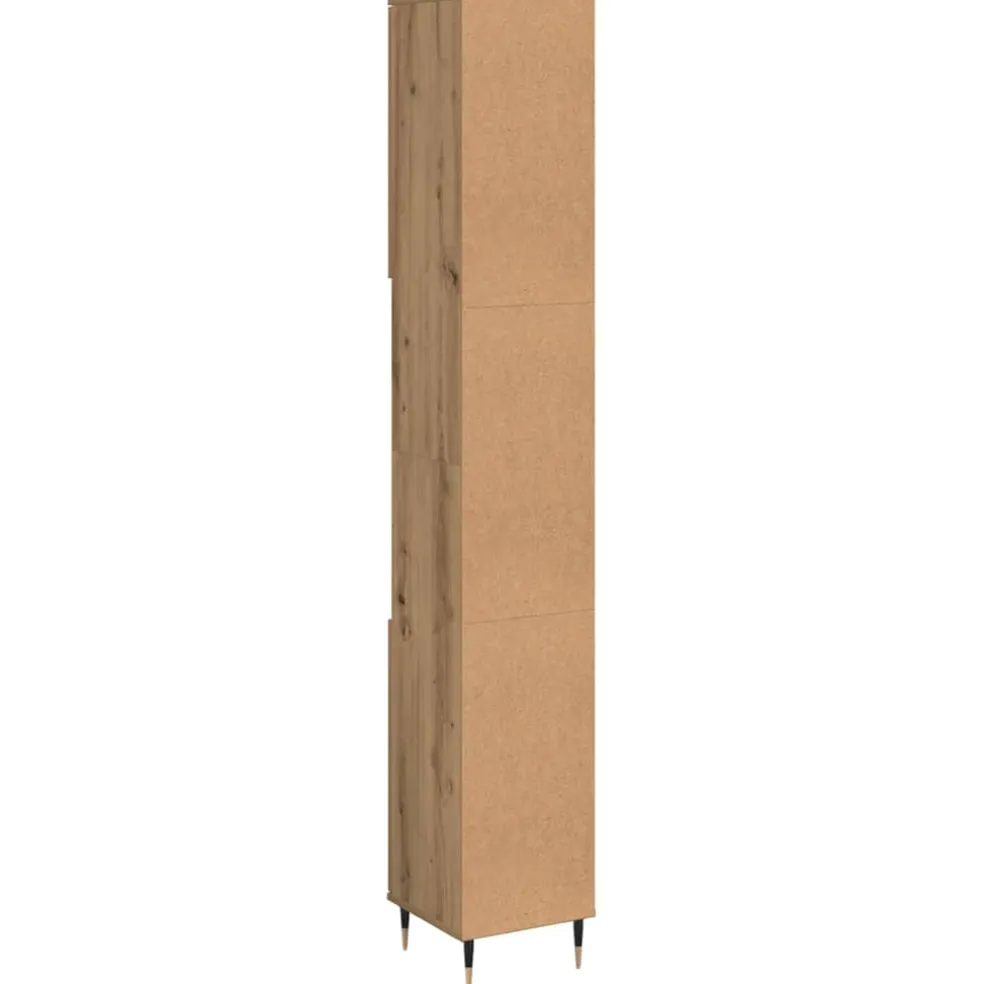 vidaXL Badkamerkast 30x30x190 cm bewerkt hout artisanaal eikenkleurig