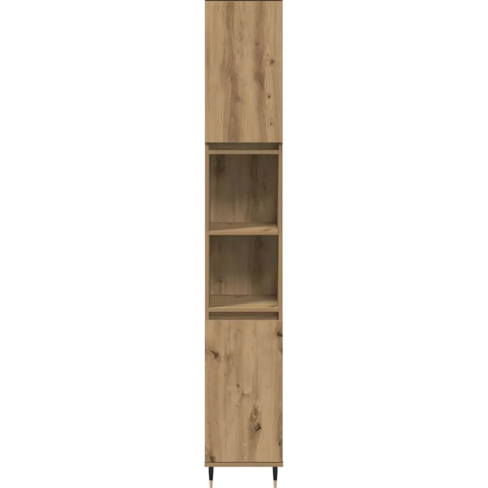 vidaXL Badkamerkast 30x30x190 cm bewerkt hout artisanaal eikenkleurig
