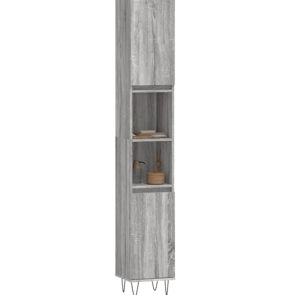vidaXL Badkamerkast 30x30x190 cm bewerkt hout grijs sonoma eikenkleur