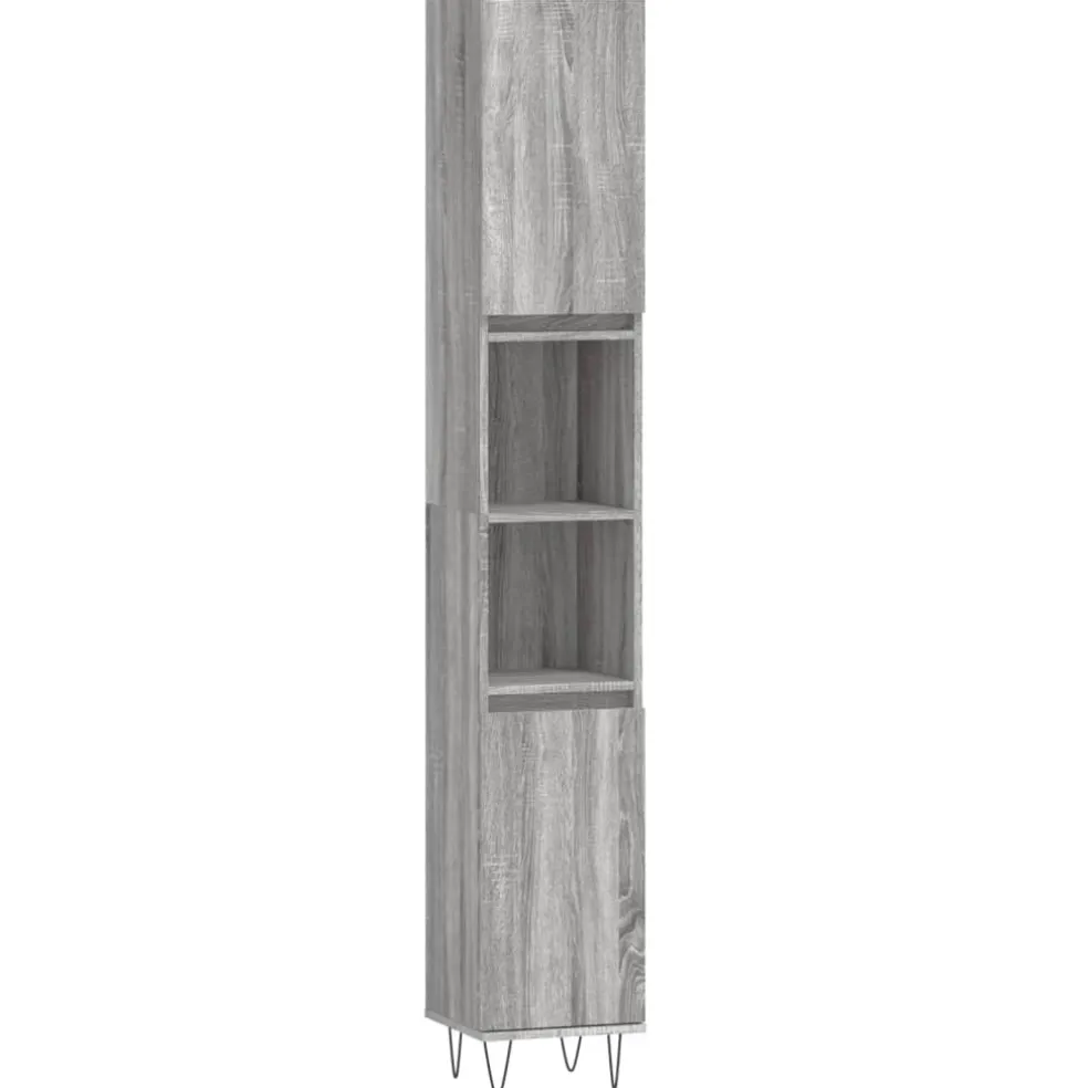 vidaXL Badkamerkast 30x30x190 cm bewerkt hout grijs sonoma eikenkleur