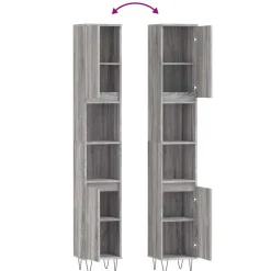 vidaXL Badkamerkast 30x30x190 cm bewerkt hout grijs sonoma eikenkleur