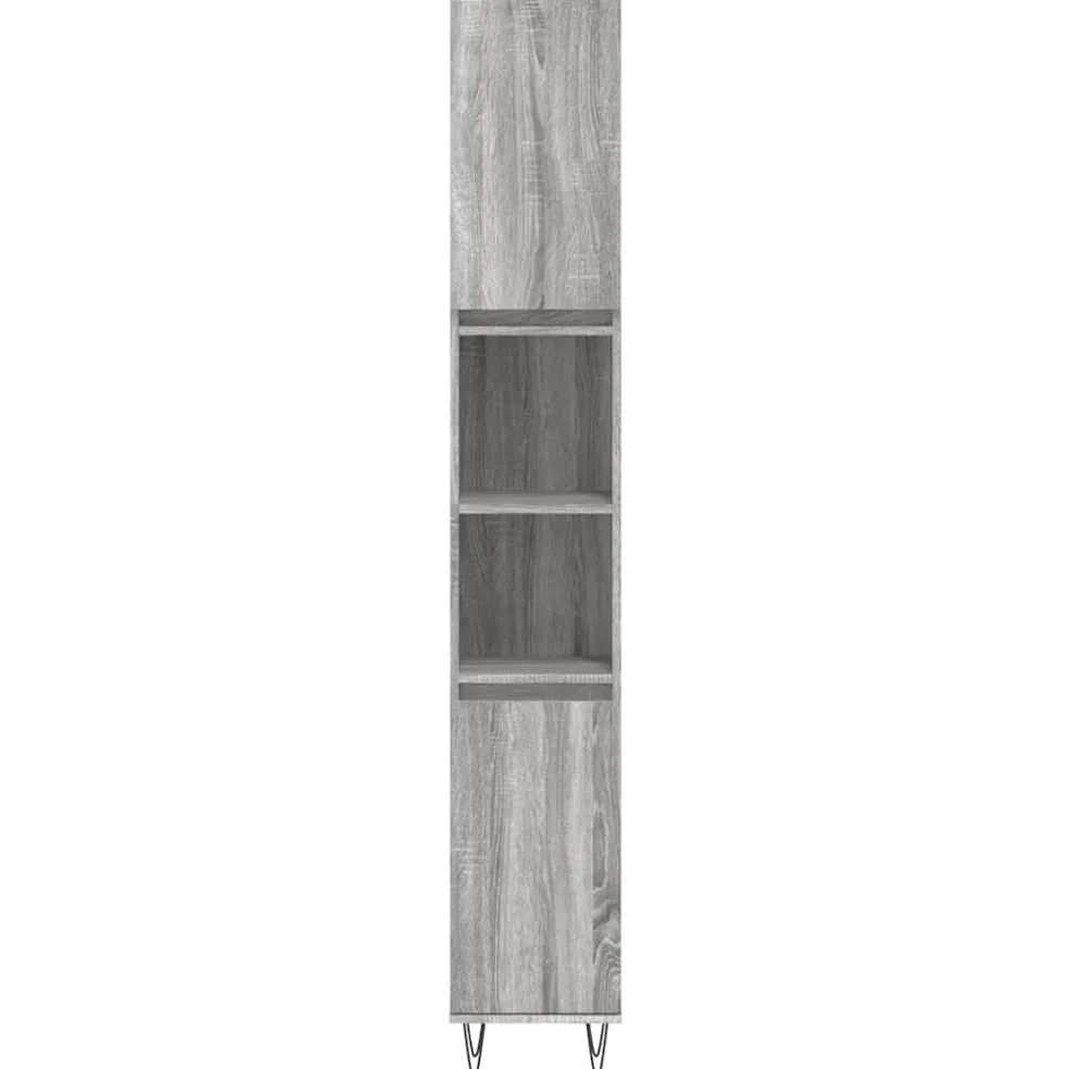 vidaXL Badkamerkast 30x30x190 cm bewerkt hout grijs sonoma eikenkleur