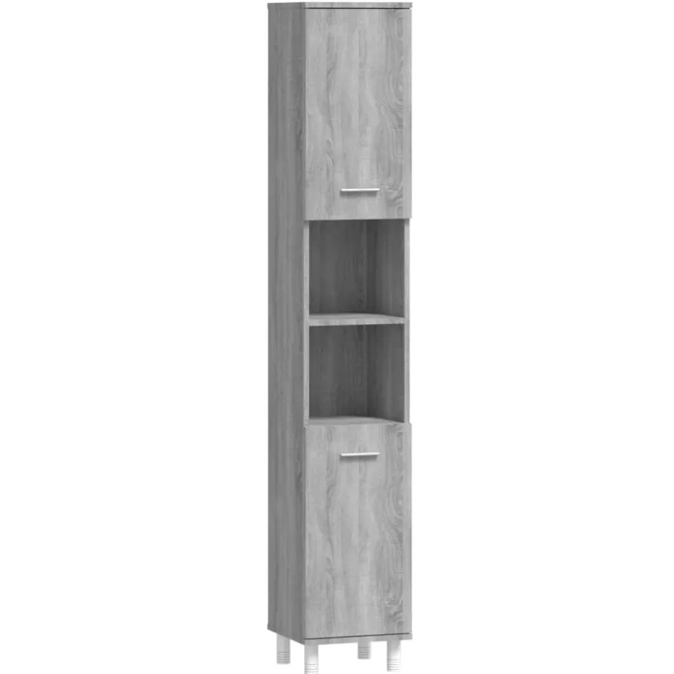 vidaXL Badkamerkast 30x30x179cm bewerkt hout grijs sonoma eikenkleurig