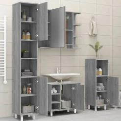 vidaXL Badkamerkast 30x30x179cm bewerkt hout grijs sonoma eikenkleurig
