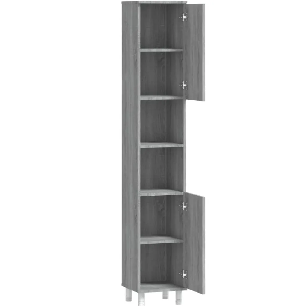 vidaXL Badkamerkast 30x30x179cm bewerkt hout grijs sonoma eikenkleurig