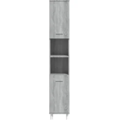 vidaXL Badkamerkast 30x30x179cm bewerkt hout grijs sonoma eikenkleurig