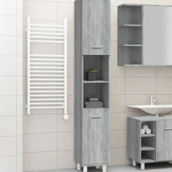 vidaXL Badkamerkast 30x30x179cm bewerkt hout grijs sonoma eikenkleurig
