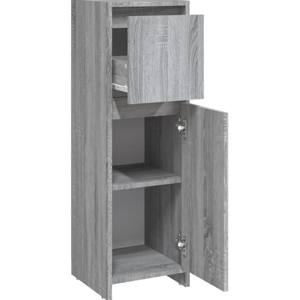 vidaXL Badkamerkast 30x30x95 cm bewerkt hout grijs sonoma eikenkleurig