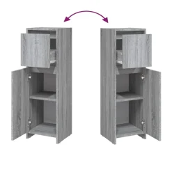 vidaXL Badkamerkast 30x30x95 cm bewerkt hout grijs sonoma eikenkleurig