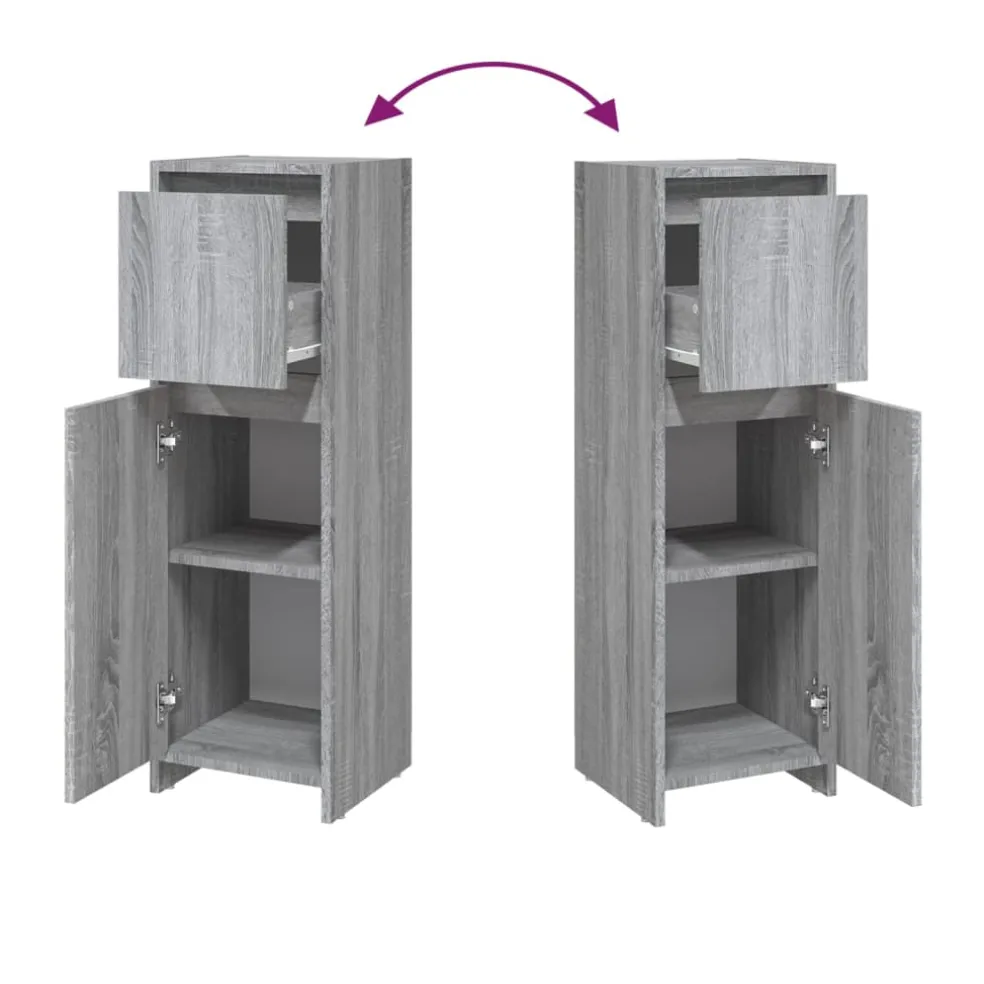 vidaXL Badkamerkast 30x30x95 cm bewerkt hout grijs sonoma eikenkleurig