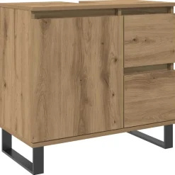 vidaXL Badkamerkast 65x33x60 cm bewerkt hout artisanaal eikenkleurig