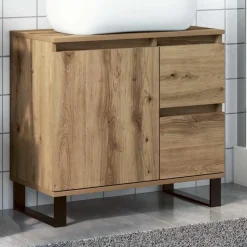 vidaXL Badkamerkast 65x33x60 cm bewerkt hout artisanaal eikenkleurig