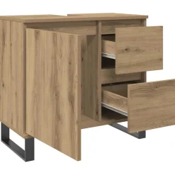 vidaXL Badkamerkast 65x33x60 cm bewerkt hout artisanaal eikenkleurig