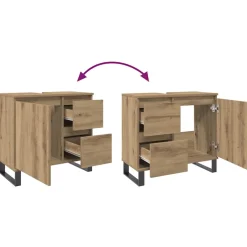 vidaXL Badkamerkast 65x33x60 cm bewerkt hout artisanaal eikenkleurig