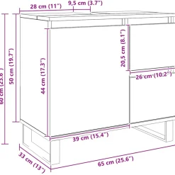 vidaXL Badkamerkast 65x33x60 cm bewerkt hout artisanaal eikenkleurig