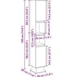 vidaXL Badkamerkast 30x30x190 cm bewerkt hout sonoma eikenkleurig