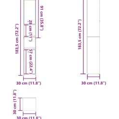 vidaXL Badkamerkast 30,5x30x95 cm bewerkt hout sonoma eikenkleurig