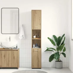 vidaXL Badkamerkast 30,5x30x95 cm bewerkt hout sonoma eikenkleurig