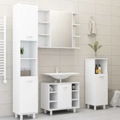 vidaXL Badkamerkast 30x30x95 cm bewerkt hout wit