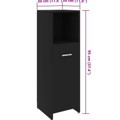 vidaXL Badkamerkast 30x30x95 cm bewerkt hout zwart