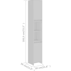 vidaXL Badkamerkast 30x30x183,5 cm bewerkt hout wit